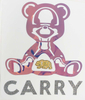 Cartoon Bear Iridescent Heat Transfer With Rhinestone Letters For Fashion Brands