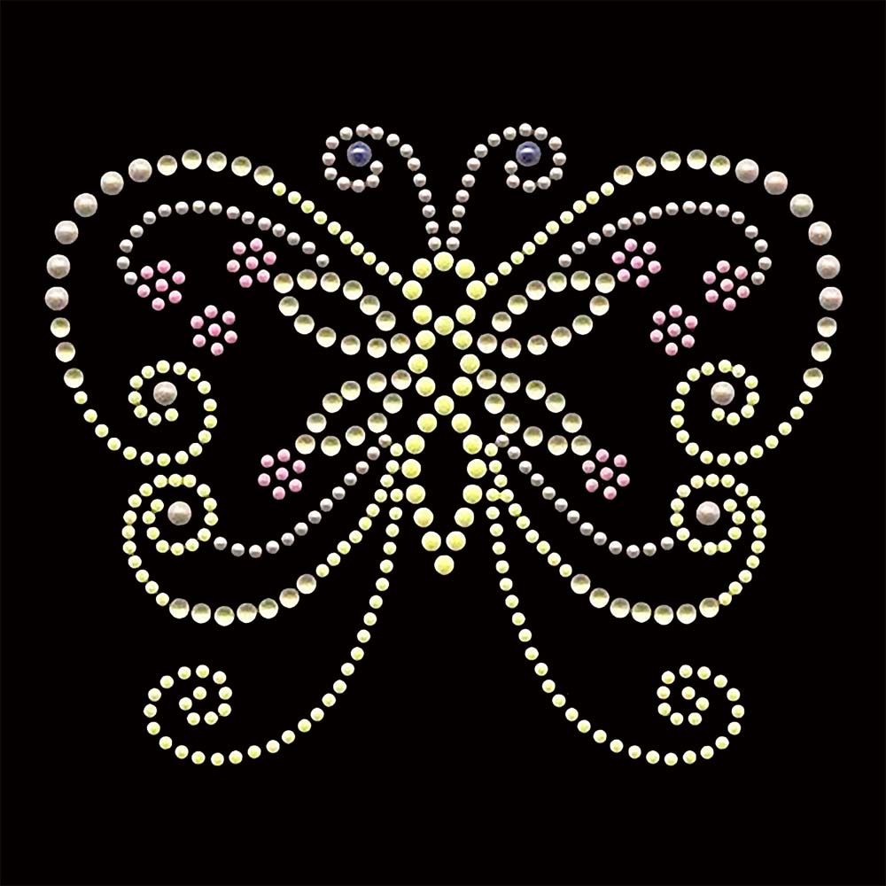 3D Multi-colour Sparkling Butterfly Hotfix Rhinestone Heat Transfer Labels Shiny Iron-on Rhinestone for Bling Garments