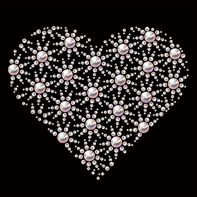 3D Sparkling heart-shaped Hotfix Rhinestone Heat Transfer Labels Shiny Iron-on Rose Stones for Bling Garments