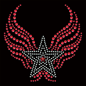 3D Multi-colour Sparkling Star with Wings Hotfix Rhinestone Heat Transfer Shiny Iron-on Rhinestone for Bling Garments