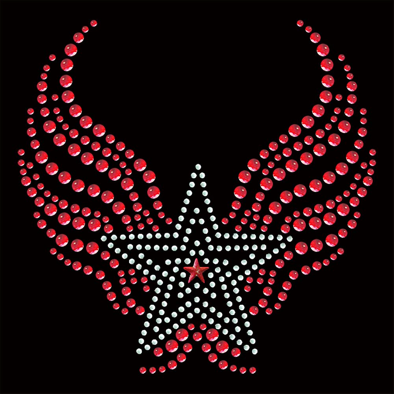 3D Multi-colour Sparkling Star with Wings Hotfix Rhinestone Heat Transfer Shiny Iron-on Rhinestone for Bling Garments