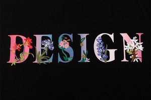 3D Floral Heat Transfer Labels Multi-Colour Raised Letters with Embroidery For Fashion Brands