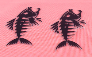 3D Black Fishes Silicone Heat Transfer Patches Logo Iron-on Patches for Sportswear Teamwear Uniform Caps Bags