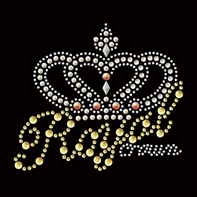 3D Multi-colour Sparkling Crown and Letters Hotfix Rhinestone Heat Transfer Labels Shiny Iron-on Rhinestone for Bling Garments