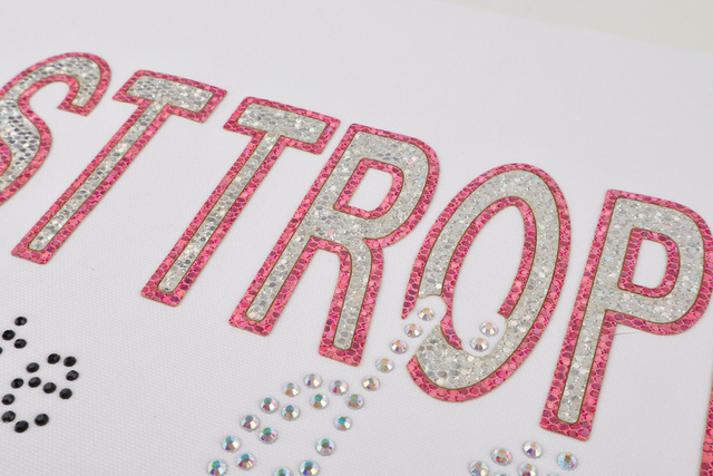 3D Fancy Sparkling Letter Heat Transfer Labels with Rhinestone and Glitter for Fashion Brands