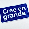Blue And White Text-only Flock And Tatami Fabric Badge