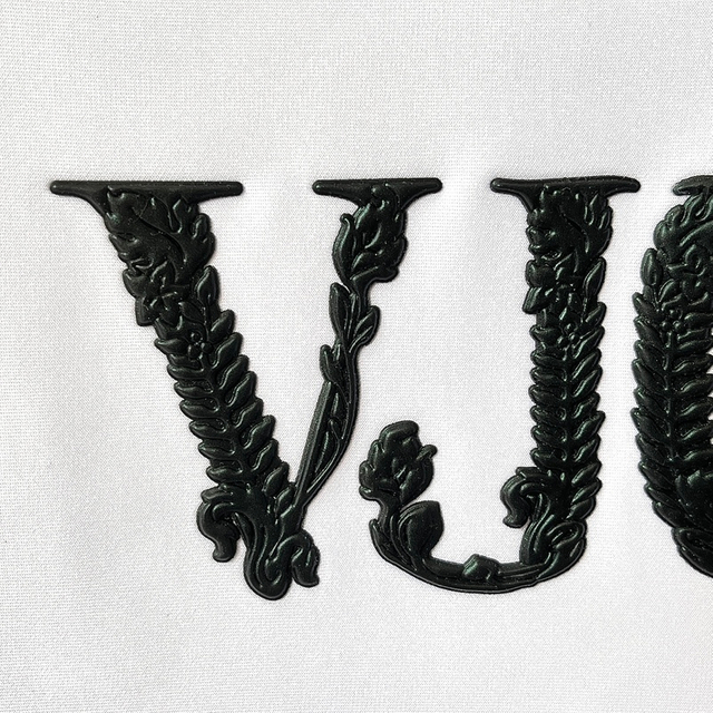 3D Black Floral-embossed Lettering Silicone Sew On Iron Patches for Garments
