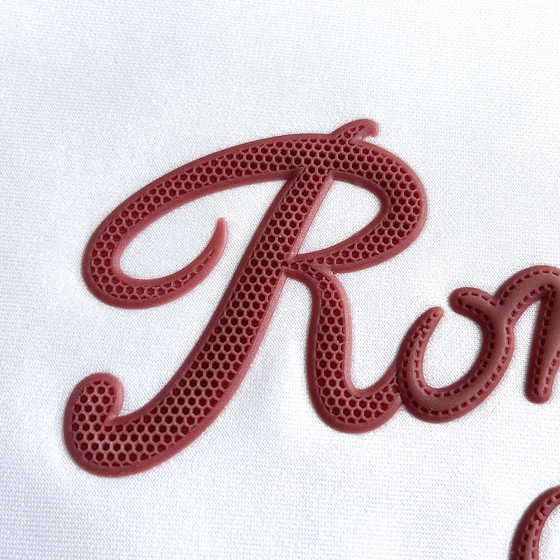 3D Brownish-red Lettering Silicone Sew On Iron Patches for Garments