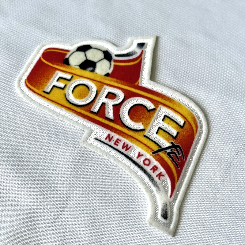 3D Red And Orange Gradient Flock And Tatami Fabric Sports Badges Iron On Sew On Club Patches for Garments Sportswear Teamwear