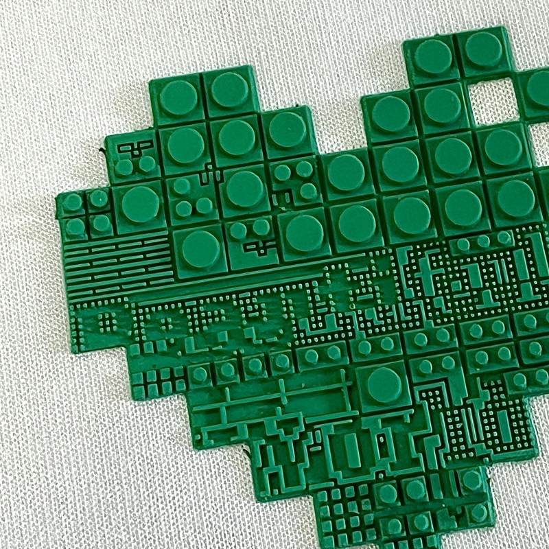Love-shaped Green Raised Silicone patch for Clothing Pattern Design