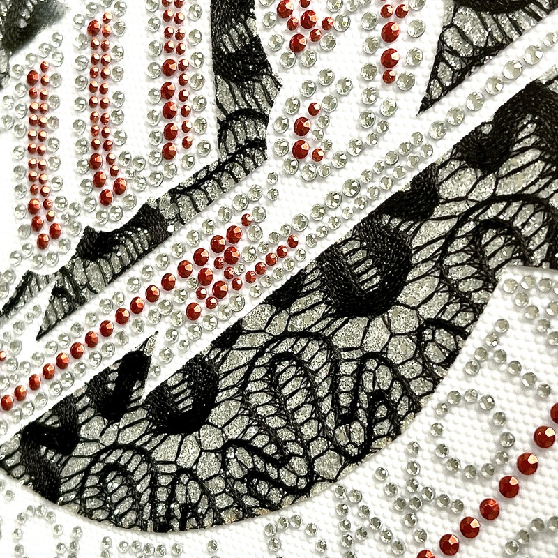 3D Lace Heat Transfers with Rhinestone and Glitter for Fashion Brands