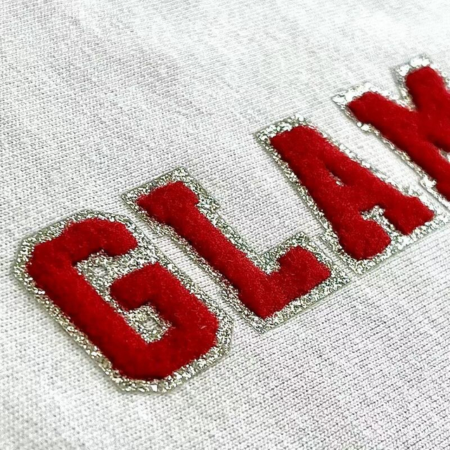 Custom Glitter And Furry Fabric DIY Red Iron-on Stickers For DIY Garment Decoration