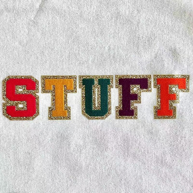 Custom Multi-color Glitter And Furry Fabric DIY Flock Iron-on Stickers For DIY Garment Decoration