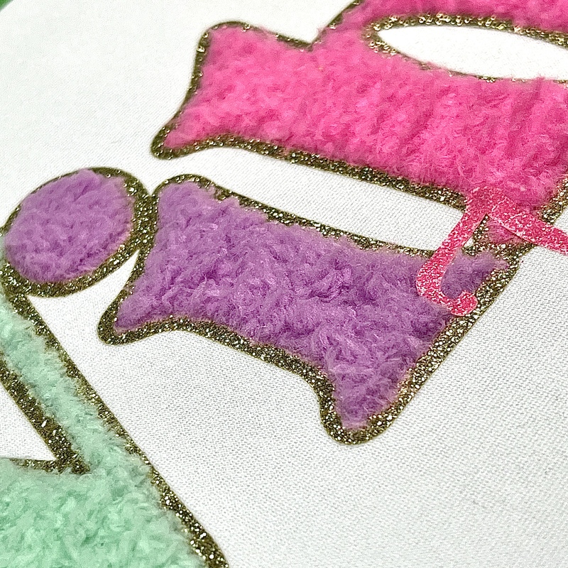 Plush Stickers Embroidery Chenille Embroidery Patch Heat Transfer