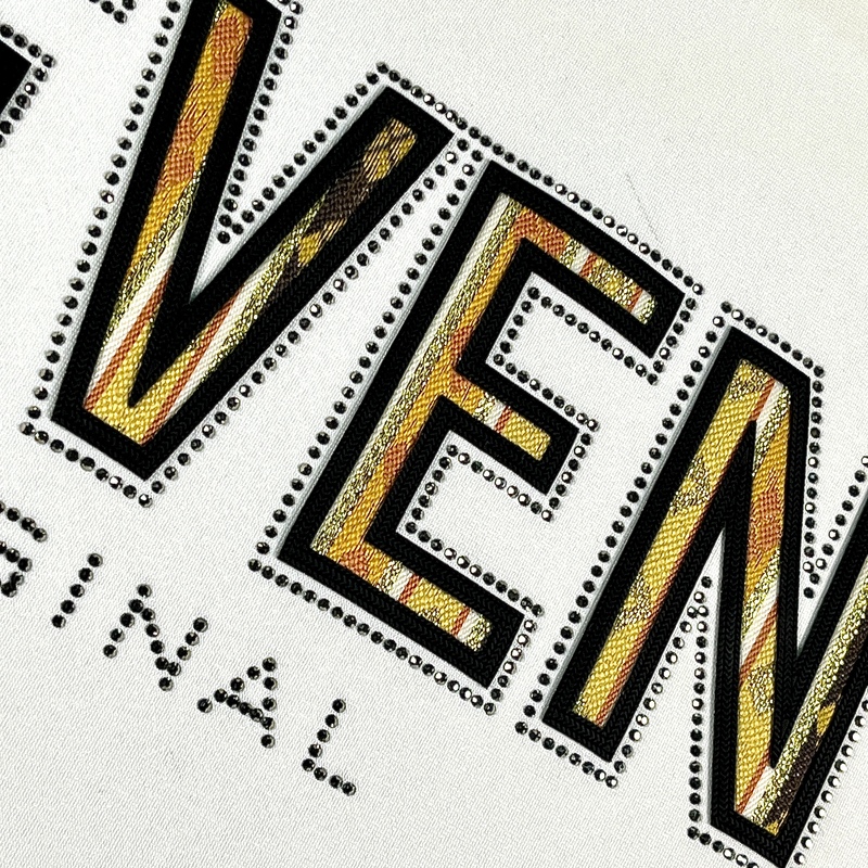 3D Embroidery Letters Heat Transfer Labels with Patterns for Fashion Brands