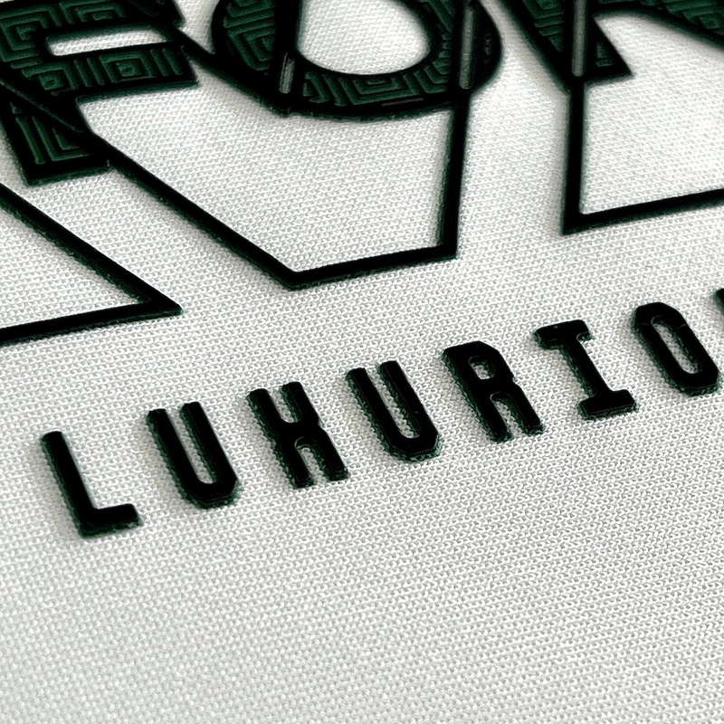 3D Green High-density Textured Letters Heat Transfer for Fashion Brands