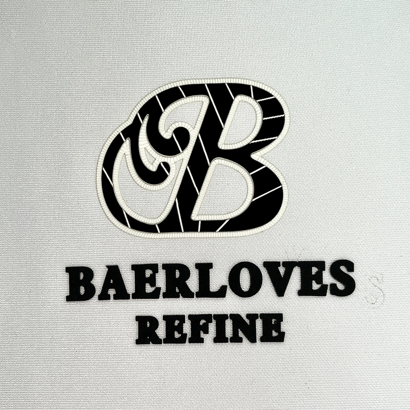 Black and White High Design Textured Heat Transfer Letter Logo Patch 