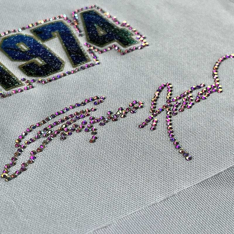 Shiny Glitter Vivid Gradient Eagle with Rhinestone Heat Transfer