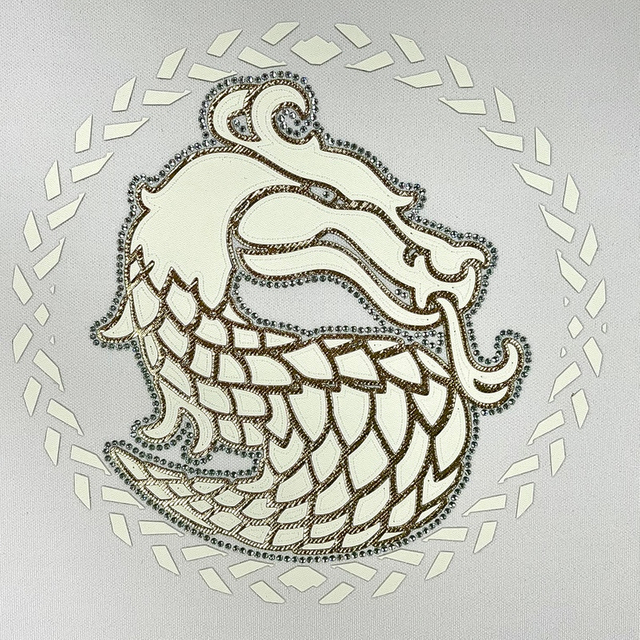 3D Custom Foil Golden Dragon Heat Transfer for Fashionwear 