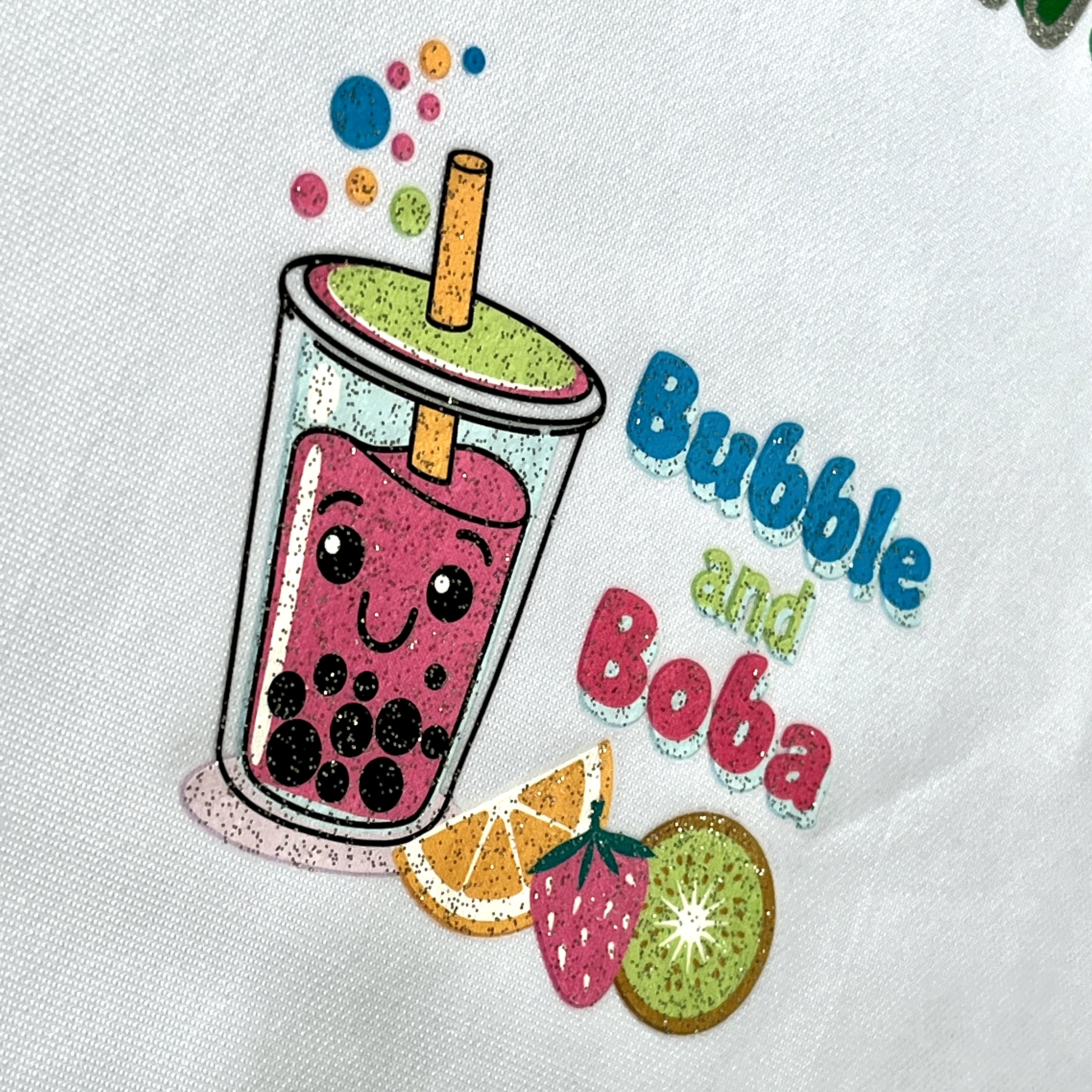 Cute Bubble Tea Letter Glitter Art Prints 