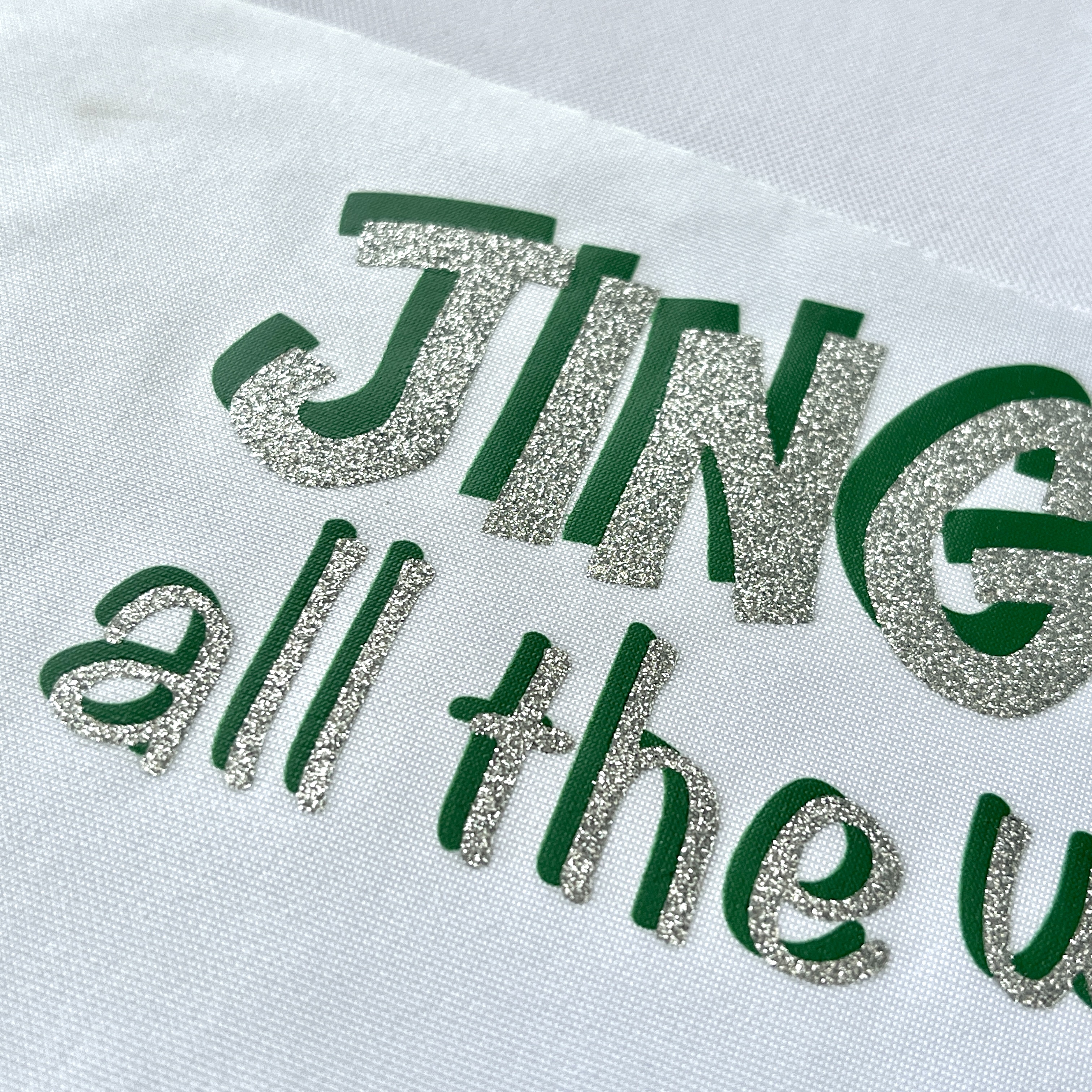 Shiny Silver Glitter on Green Letter Prints