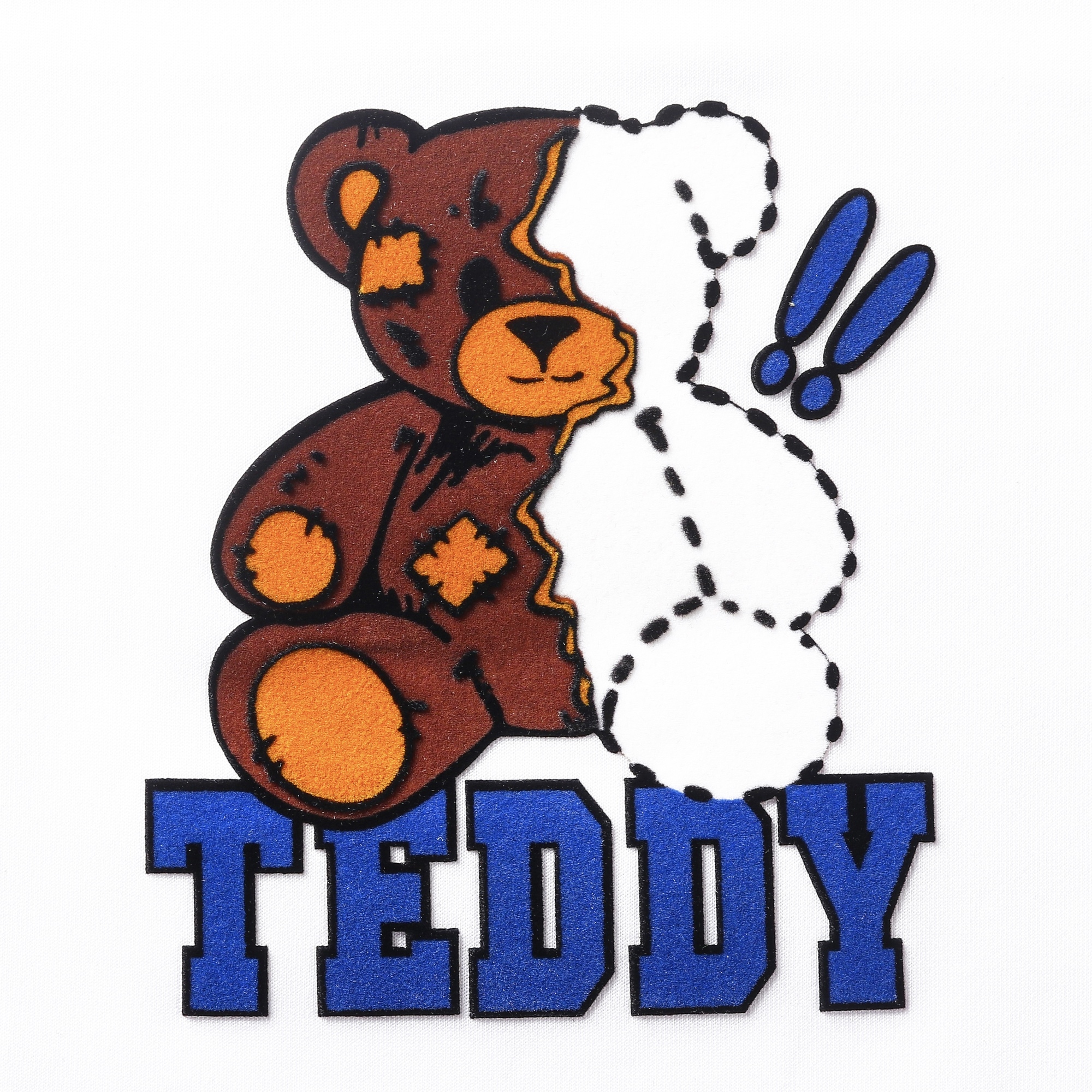 3D Teddy Bear Flock Heat Transfer Labels Multi-Colour Flock High Quality for Garments