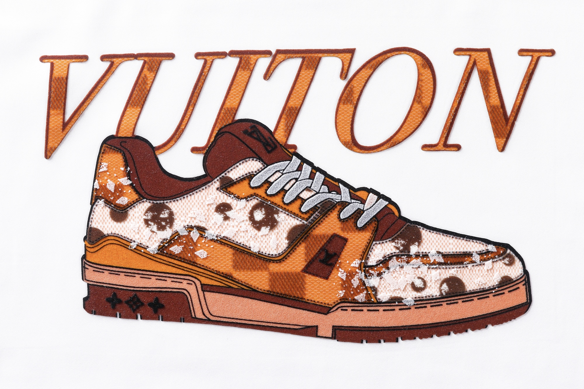 Vuiton Shoe 5D Flock Heat Transfer Patch 