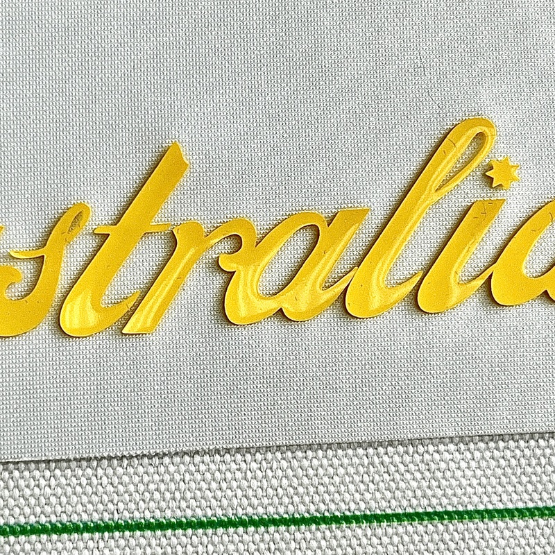 3D Yellow Jelly Letters Rubber Silicone Patches Raised Alphabets Iron-on Badges for Sportswear Teamwear Uniform