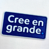 Blue And White Text-only Flock And Tatami Fabric Badge
