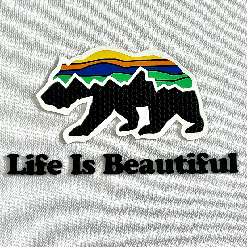 3D Multi-color Bear And Letters Rubber Silicone Iron-on Patches Sports Badges for Sportswear Teamwear Uniform Bags Caps
