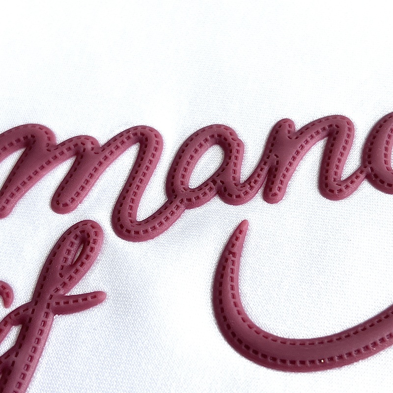 3D Brownish-red Lettering Silicone Sew On Iron Patches for Garments