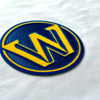 3D Circular Blue Yellow Letters Flock And Tatami Fabric Badges for Garments Sportswear Teamwear