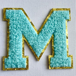 Gold Foil Border Letter Design for Tote Bag Decoration Embroidery Patch