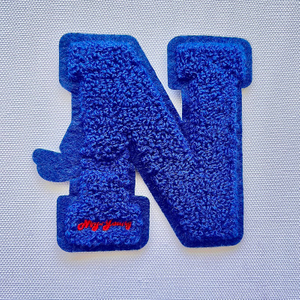 Blue Letter Pattern Design Embroidery Patches for Hat Decoration