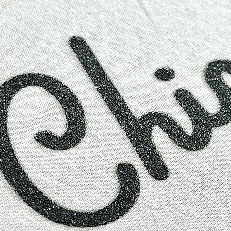 Black Letter Heat Transfer Caviar Logos Iron On Patches for Men's Clothing Design
