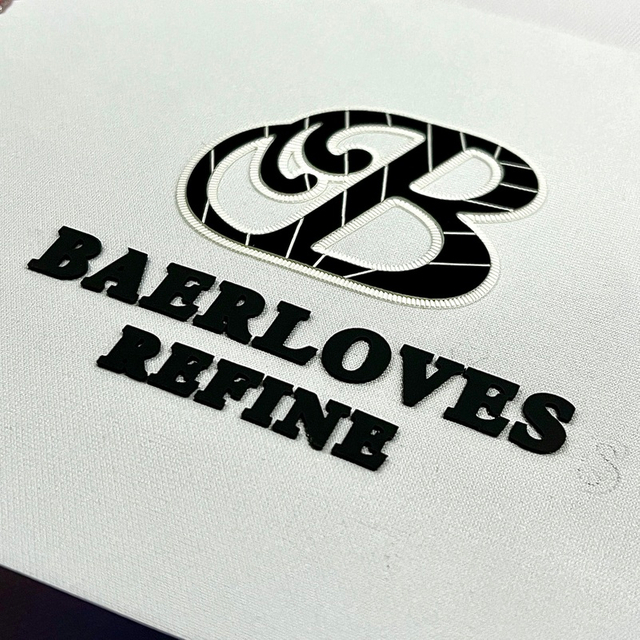 Black and White High Design Textured Heat Transfer Letter Logo Patch 