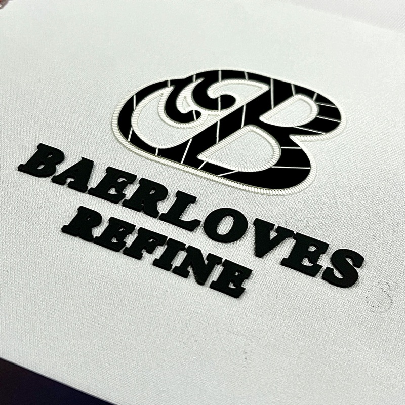 Black and White High Design Textured Heat Transfer Letter Logo Patch 