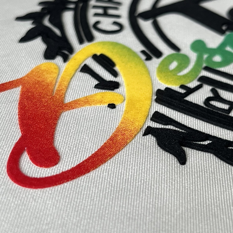 3D Custom Gradient Full Colour Flock Heat Transfer for Fashionwear 
