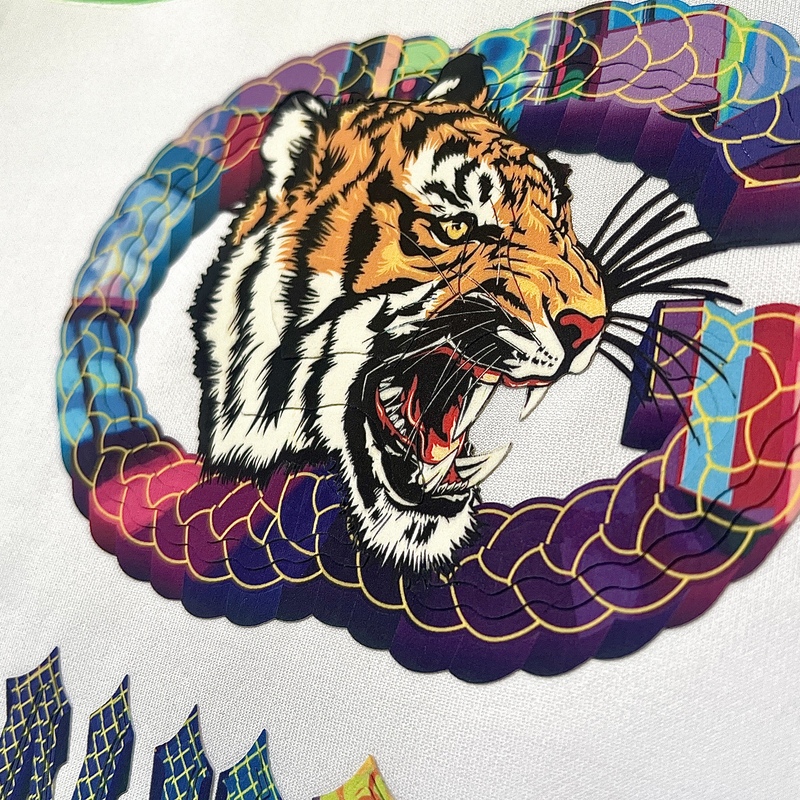 3D Custom Multi-layer Gradient Tiger Heat Transfer for Fashionwear Garment
