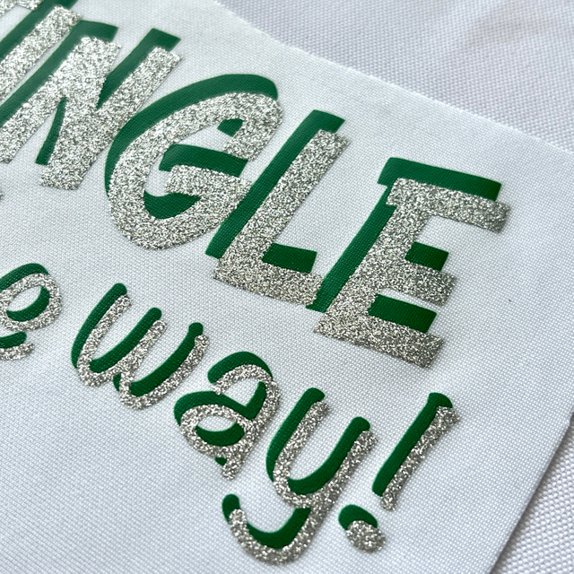 Shiny Silver Glitter on Green Letter Prints