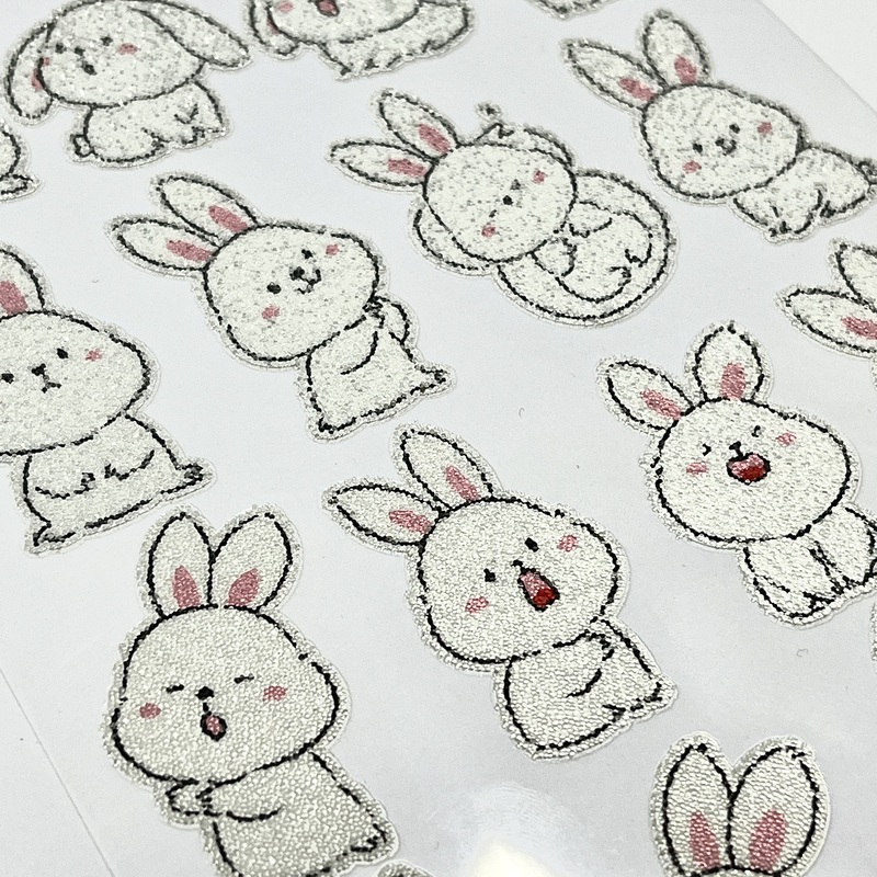 3D In-stock Customizable Cartoon Bunny Caviar Stickers for DIY Handicrafts