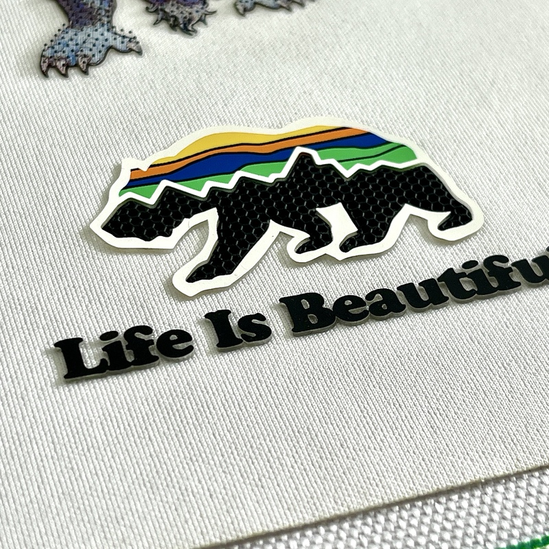3D Multi-color Bear And Letters Rubber Silicone Iron-on Patches Sports Badges for Sportswear Teamwear Uniform Bags Caps