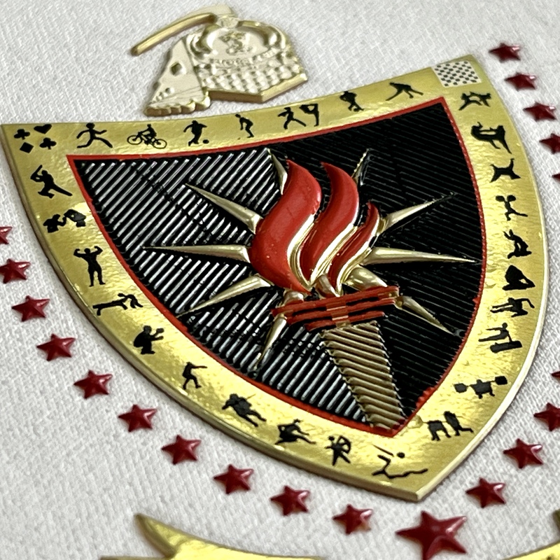 3D Shinny Football Golden Embossed Sports Badges Metallic TPU Patches Metallic High Frequency for Sportswear Garments Uniforms