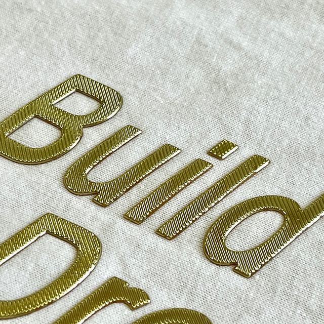 Metallic Gold Embossed Letters Iron - on Badge