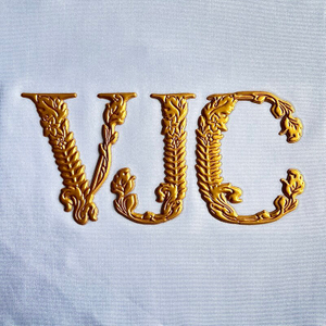 3D Gold Floral-embossed Lettering Silicone Sew On Iron Patches for Apparel