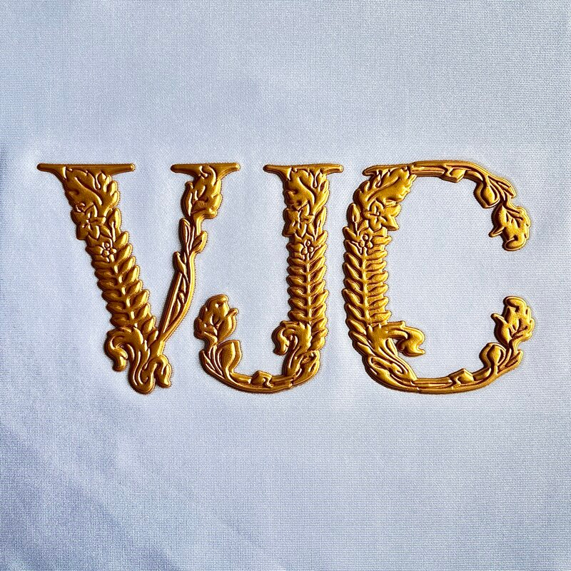 3D Gold Floral-embossed Lettering Silicone Sew On Iron Patches for Apparel