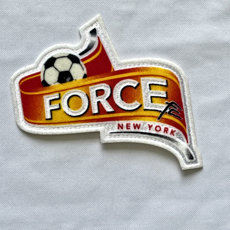3D Red And Orange Gradient Flock And Tatami Fabric Sports Badges Iron On Sew On Club Patches for Garments Sportswear Teamwear