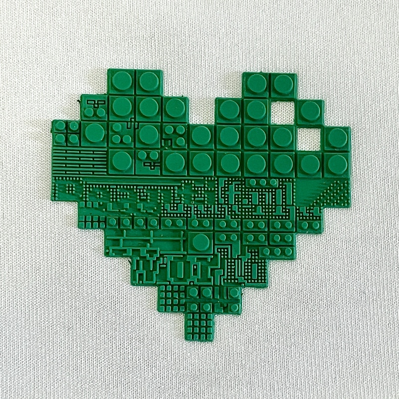 Love-shaped Green Raised Silicone patch for Clothing Pattern Design