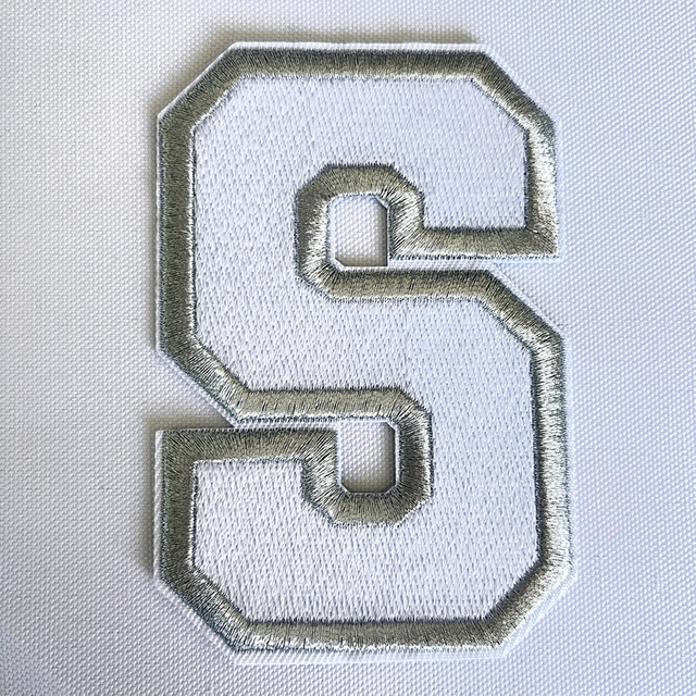 White Silver-edged Letter Embroidery Patch for Hat Decoration
