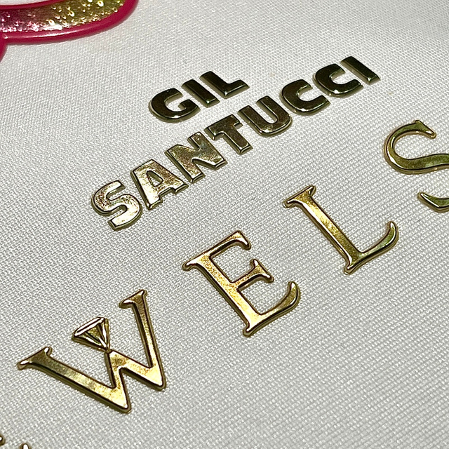 Customized Metallic Gold Letters Raised TPU Patch for Clothing Brand Logo